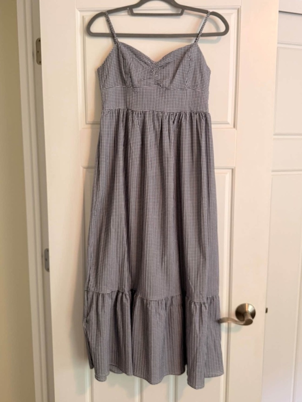 Rewind Midnight Blue Gingham Maxi Sundress